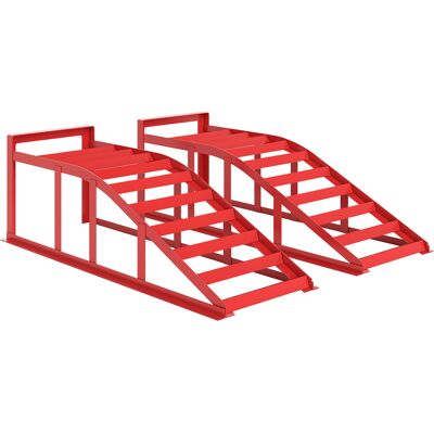 Homcom Juego de 2 rampas de acceso para coche, rampa de elevación de coche en acero, antideslizantes, 82 x 25,5 x 27 cm, rojo Homcom Juego de 2 rampas de acceso para coche, rampa de elevación de coche en acero, antideslizantes, 82 x 25,5 x 27 cm, rojo