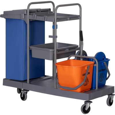 Homcom Carro de Limpieza con Bolsa de Basura Cubos de Fregar de 18L Escurridor de Prensa Estantes 111x63,3x103 cm Multicolor Homcom Carro de Limpieza con Bolsa de Basura Cubos de Fregar de 18L Escurridor de Prensa Estantes 111x63,3x103 cm Multicolor