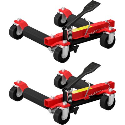 Homcom Pack de 2 carros de manutención para coche capacidad 680kg carro de desplazamiento ancho neumático 22,8cm 56x54x19,5cm, negro Homcom Pack de 2 carros de manutención para coche capacidad 680kg carro de desplazamiento ancho neumático 22,8cm 56x54x19,5cm, negro