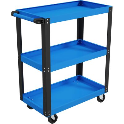 Homcom Carro de Herramientas con 3 Estantes Ruedas y Asas Carga 120 kg Azul y Negro Aosom España Homcom Carro de Herramientas con 3 Estantes Ruedas y Asas Carga 120 kg Azul y Negro Aosom España