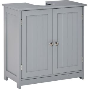 kleankin Mueble de baño bajo lavabo - mueble bajo lavabo - armario 2 puertas con estante 60x30x60 cm - en madera Gris Aosom España kleankin Mueble de baño bajo lavabo - mueble bajo lavabo - armario 2 puertas con estante 60x30x60 cm - en madera Gris Aosom España