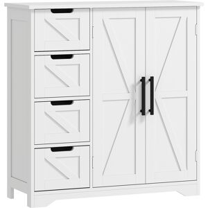 Homcom Mueble de baño, mueble de almacenamiento, con 4 cajones, 1 armario, para espacios pequeños, 81,2 x 30 x 83,8 cm, blanco Homcom Mueble de baño, mueble de almacenamiento, con 4 cajones, 1 armario, para espacios pequeños, 81,2 x 30 x 83,8 cm, blanco