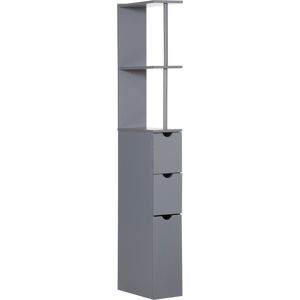 Homcom Columna de Baño Moderno Mueble Auxiliar de Baño con 2 Estantes 2 Cajones y 1 Puerta Antivuelco 15x33x136,5 cm Gris Homcom Columna de Baño Moderno Mueble Auxiliar de Baño con 2 Estantes 2 Cajones y 1 Puerta Antivuelco 15x33x136,5 cm Gris