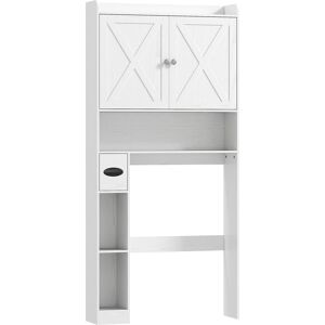 Homcom Mueble sobre Inodoro con Armario de Puerta de Granero, Estante Ajustable, Compartimentos y Portarrollos, Blanco Homcom Mueble sobre Inodoro con Armario de Puerta de Granero, Estante Ajustable, Compartimentos y Portarrollos, Blanco