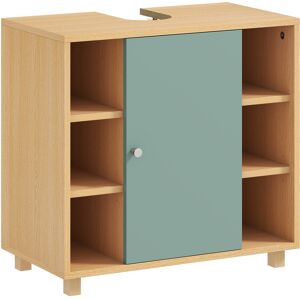 Homcom Mueble bajo lavabo, mueble de baño con 6 estantes abiertos y puerta de cierre suave 60 x 33 x 57 cm, verde Homcom Mueble bajo lavabo, mueble de baño con 6 estantes abiertos y puerta de cierre suave 60 x 33 x 57 cm, verde