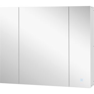 kleankin Armario de Baño con Espejo Luces LED Estantes Ajustables y USB Estilo Moderno 90x15x75 cm Blanco kleankin Armario de Baño con Espejo Luces LED Estantes Ajustables y USB Estilo Moderno 90x15x75 cm Blanco