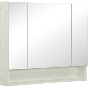 kleankin Armario de Baño con Espejo 3 Puertas Estante Ajustable y Compartimento 90x15x75 cm Blanco kleankin Armario de Baño con Espejo 3 Puertas Estante Ajustable y Compartimento 90x15x75 cm Blanco