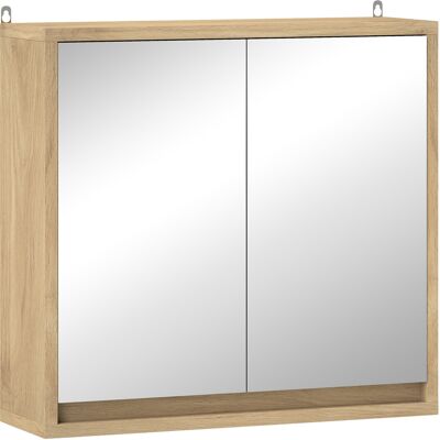 Homcom Armario de Baño con Espejo con 2 Puertas y Balda Ajustable Mueble Colgante de Estilo Moderno 48x14,5x45cm Natural Homcom Armario de Baño con Espejo con 2 Puertas y Balda Ajustable Mueble Colgante de Estilo Moderno 48x14,5x45cm Natural