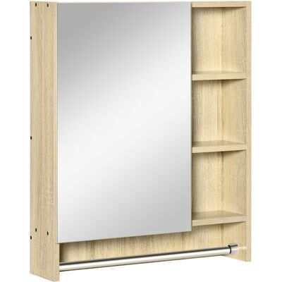 kleankin Armario de Baño de Pared con Espejo Estantes Ajustables y Toallero Diseño Compacto para Lavabo o WC 60x15x70 cm Roble kleankin Armario de Baño de Pared con Espejo Estantes Ajustables y Toallero Diseño Compacto para Lavabo o WC 60x15x70 cm Roble