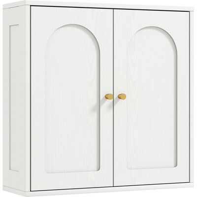 Homcom Mueble de Baño Colgar con Estantes 2 Puertas con Diseño de Arco Tiradores Dorados 60x20x60 cm Blanco Homcom Mueble de Baño Colgar con Estantes 2 Puertas con Diseño de Arco Tiradores Dorados 60x20x60 cm Blanco