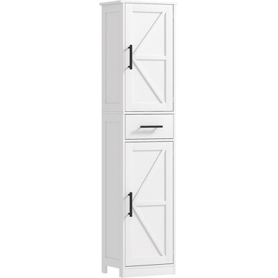 Homcom Armario Alto de Baño Estrecho con 2 Puertas 1 Cajón y 2 Estantes Ajustables Estilo Rústico 40x30x170 cm Blanco Homcom Armario Alto de Baño Estrecho con 2 Puertas 1 Cajón y 2 Estantes Ajustables Estilo Rústico 40x30x170 cm Blanco
