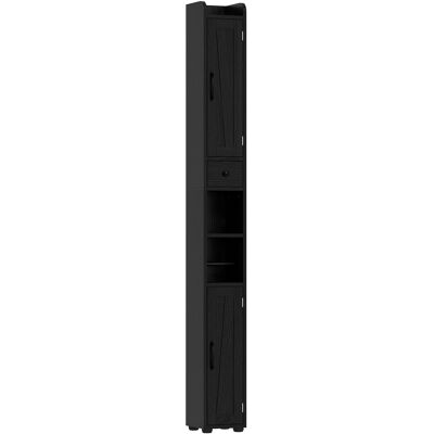 Homcom Columna de Baño con 2 Puertas Compartimento Abierto Estantes Ajustables y Portarrollos 20x20x185 cm Negro Homcom Columna de Baño con 2 Puertas Compartimento Abierto Estantes Ajustables y Portarrollos 20x20x185 cm Negro
