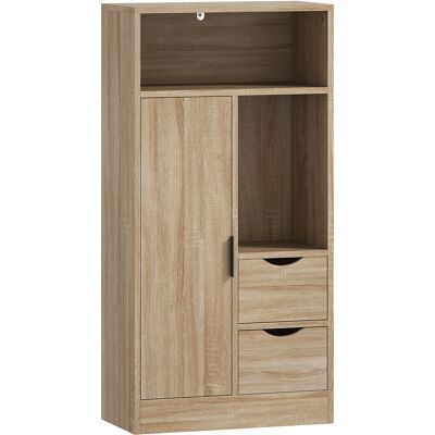 Homcom Armario de Baño con 2 Cajones Compartimento Abierto y Estantes Ajustables para Espacio Pequeño 50x25x100 cm Natural Aosom España Homcom Armario de Baño con 2 Cajones Compartimento Abierto y Estantes Ajustables para Espacio Pequeño 50x25x100 cm Natural Aosom España