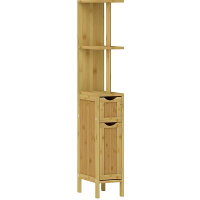 HOMCOM - Tall Narrow Cabinet - Acabado bambú natural - Puertas - Armario de baño HOMCOM - Tall Narrow Cabinet - Acabado bambú natural - Puertas - Armario de baño