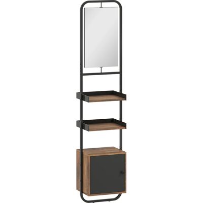 Homcom Estante de baño con espejo, estante de almacenamiento con estantes ajustables y armario, 40x30x179 cm, negro Homcom Estante de baño con espejo, estante de almacenamiento con estantes ajustables y armario, 40x30x179 cm, negro