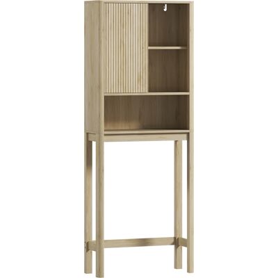 Homcom Mueble de almacenamiento sobre el inodoro con puerta deslizante, compartimentos y repisa ajustable, blanco Homcom Mueble de almacenamiento sobre el inodoro con puerta deslizante, compartimentos y repisa ajustable, blanco