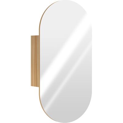 Homcom Armario de baño de pared con espejo ovalado 45x90 cm moderno sin marco madera natural Homcom Armario de baño de pared con espejo ovalado 45x90 cm moderno sin marco madera natural