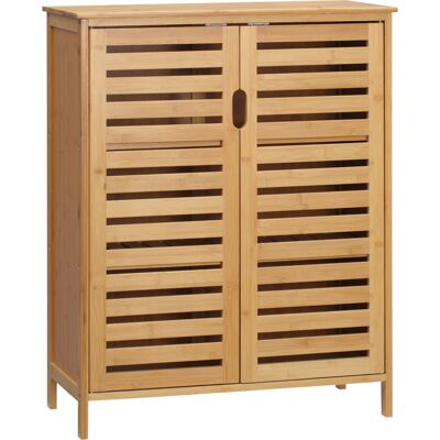 kleankin Mueble de baño en bambú armario de baño con patas con doble puerta de listones, 68 x 32 x 86 cm, natural kleankin Mueble de baño en bambú armario de baño con patas con doble puerta de listones, 68 x 32 x 86 cm, natural