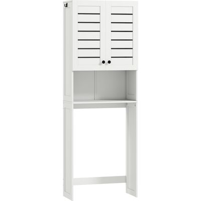 Homcom Mueble Sobre WC con Armario de 2 Puertas y Estante Abierto, en Madera Blanca, 67x31.5x190 cm Homcom Mueble Sobre WC con Armario de 2 Puertas y Estante Abierto, en Madera Blanca, 67x31.5x190 cm