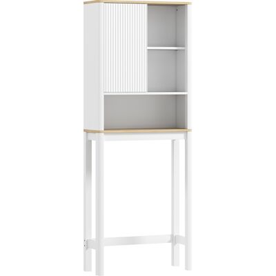 Homcom Mueble sobre inodoro con puerta acanalada y estantes regulables, 65x25x170 cm, blanco Homcom Mueble sobre inodoro con puerta acanalada y estantes regulables, 65x25x170 cm, blanco