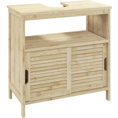 Homcom Armario Debajo de Lavabo con Puertas Correderas de Lamas Compartimento Abierto Estilo Moderno 60x30x60 cm Natural Homcom Armario Debajo de Lavabo con Puertas Correderas de Lamas Compartimento Abierto Estilo Moderno 60x30x60 cm Natural
