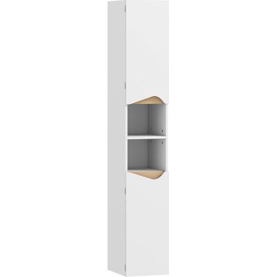 Homcom Mueble Columna de Baño en Madera con 2 Estantes Abiertos y 2 Armarios, 30x34.6x180.5 cm, Blanco y color Madera Homcom Mueble Columna de Baño en Madera con 2 Estantes Abiertos y 2 Armarios, 30x34.6x180.5 cm, Blanco y color Madera