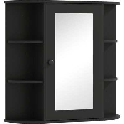 Homcom Espejo de baño con 6 estantes abiertos y 2 cerrados, en madera y vidrio, 66x17x63 cm, Negro Aosom España Homcom Espejo de baño con 6 estantes abiertos y 2 cerrados, en madera y vidrio, 66x17x63 cm, Negro Aosom España