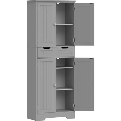 Homcom Mueble de baño con cajón, armario con puertas, estante ajustable, 60 x 30 x 160 cm, gris Homcom Mueble de baño con cajón, armario con puertas, estante ajustable, 60 x 30 x 160 cm, gris