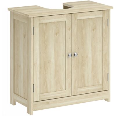 kleankin Mueble Bajo Lavabo de 2 Puertas con Estante Regulable y Corte en U, 60x30x60 cm, Roble Aosom España kleankin Mueble Bajo Lavabo de 2 Puertas con Estante Regulable y Corte en U, 60x30x60 cm, Roble Aosom España