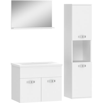 kleankin Conjunto de muebles de baño 4 piezas, mural, con espejo, mueble bajo lavabo, lavabo y armario alto, blanco Aosom España kleankin Conjunto de muebles de baño 4 piezas, mural, con espejo, mueble bajo lavabo, lavabo y armario alto, blanco Aosom España