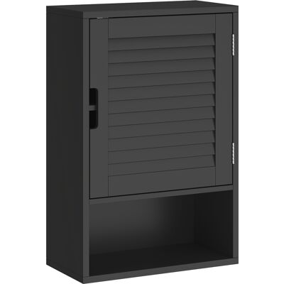 Homcom Armario de pared para baño con estante regulable y puerta con cierre amortiguado, 40x20x60 cm, Negro Aosom España Homcom Armario de pared para baño con estante regulable y puerta con cierre amortiguado, 40x20x60 cm, Negro Aosom España