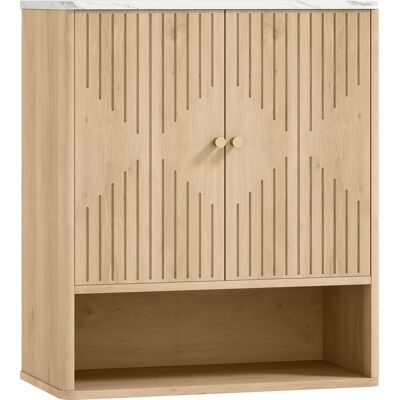 Homcom Armario de Baño de Pared con Estante Abierto y Puertas Decoradas, Encimera Efecto Mármol, 60x18x70 cm, Roble Homcom Armario de Baño de Pared con Estante Abierto y Puertas Decoradas, Encimera Efecto Mármol, 60x18x70 cm, Roble