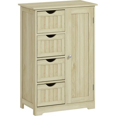 kleankin Armario de Baño Columna de Baño Estrecha con 4 Cajones y Estante Ajustable Estilo Moderno 56x30x83 cm Madera Natural kleankin Armario de Baño Columna de Baño Estrecha con 4 Cajones y Estante Ajustable Estilo Moderno 56x30x83 cm Madera Natural