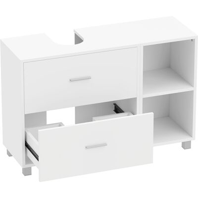 Homcom Mueble Bajo Lavabo Mueble de Baño con 2 Cajones y 2 Estantes Abiertos para Lavabo con Pedestal 90x30x60 cm Blanco Homcom Mueble Bajo Lavabo Mueble de Baño con 2 Cajones y 2 Estantes Abiertos para Lavabo con Pedestal 90x30x60 cm Blanco