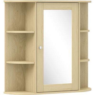 Homcom Armario de Baño con Espejo Armario de Pared con Estantes Abiertos 66x17x63 cm Natural Homcom Armario de Baño con Espejo Armario de Pared con Estantes Abiertos 66x17x63 cm Natural