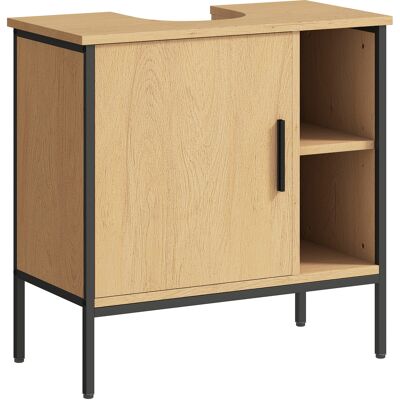 Homcom Mueble bajo Lavabo con Puerta y Estante Ajustable para Lavabo con Pedestal 60x30x59,5 cm Roble Homcom Mueble bajo Lavabo con Puerta y Estante Ajustable para Lavabo con Pedestal 60x30x59,5 cm Roble