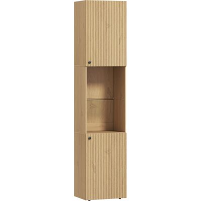 Homcom Armario de Baño Alto de 6 Niveles con 2 Puertas Estante de Vidrio Templado Estantes Ajustables 40x31x182 cm Roble Homcom Armario de Baño Alto de 6 Niveles con 2 Puertas Estante de Vidrio Templado Estantes Ajustables 40x31x182 cm Roble