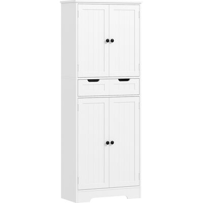 Homcom Mueble de baño, mueble de almacenamiento con cajón y 4 puertas, estilo moderno, 60 x 30 x 160 cm, blanco Homcom Mueble de baño, mueble de almacenamiento con cajón y 4 puertas, estilo moderno, 60 x 30 x 160 cm, blanco