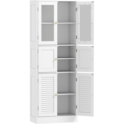 Homcom Columna de Baño Estrecha con Puertas de Vidrio Puertas de Lamas Estantes Ajustables 60x30x170 cm Blanco Aosom España Homcom Columna de Baño Estrecha con Puertas de Vidrio Puertas de Lamas Estantes Ajustables 60x30x170 cm Blanco Aosom España