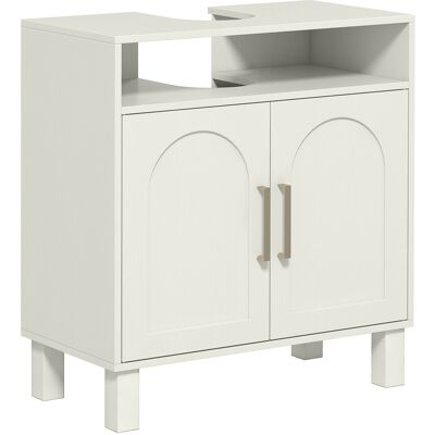 Homcom Mueble Bajo Lavabo con Estante Ajustable para Lavabos sin Pedestal 60x30x63 cm Blanco Crema Homcom Mueble Bajo Lavabo con Estante Ajustable para Lavabos sin Pedestal 60x30x63 cm Blanco Crema