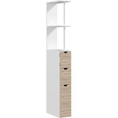 Homcom Columna de Baño Moderno Mueble Auxiliar de Baño con 2 Estantes 2 Cajones y 1 Puerta Antivuelco 15x33x136,8 cm Natural Homcom Columna de Baño Moderno Mueble Auxiliar de Baño con 2 Estantes 2 Cajones y 1 Puerta Antivuelco 15x33x136,8 cm Natural