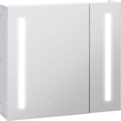 kleankin - Armario con Espejo LED - Blanco - Armario de Baño kleankin - Armario con Espejo LED - Blanco - Armario de Baño