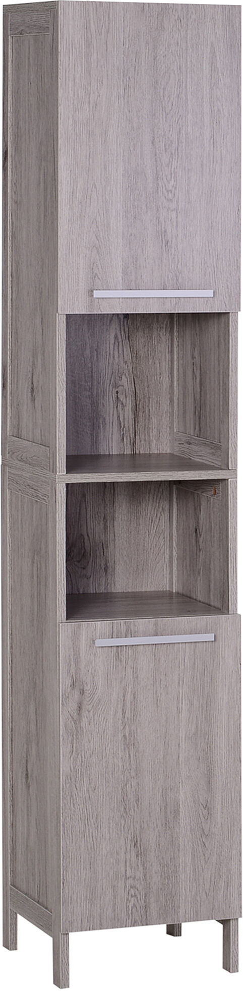 kleankin Mueble Auxiliar Armario Alto para Baño Gran Almacenamiento con Zonas Abiertas y Cerradas 30x32x172.5 cm