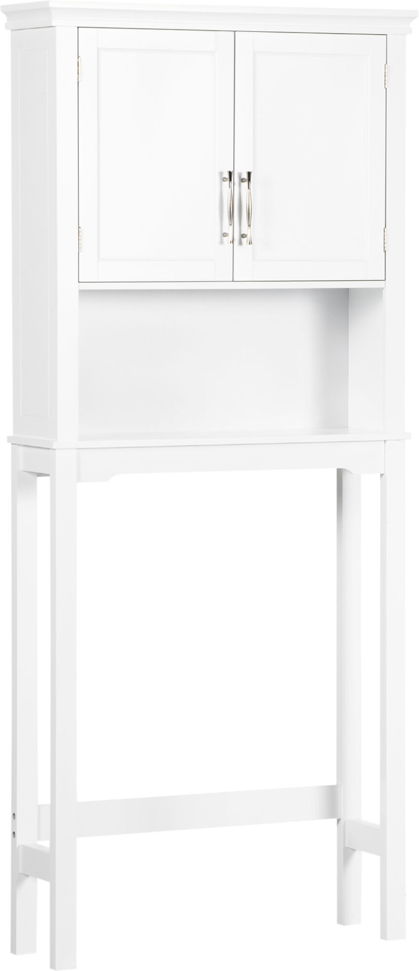 kleankin Mueble sobre Inodoro Armario Alto para Lavadora con 2 Puertas Balda Ajustable y 1 Estante 71x20,5x165 cm Blanco