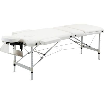 Homcom Camilla Masaje Plegable de Aluminio con Altura Ajustable 3 Zonas Reposacabezas Reposabrazos Blanco Homcom Camilla Masaje Plegable de Aluminio con Altura Ajustable 3 Zonas Reposacabezas Reposabrazos Blanco