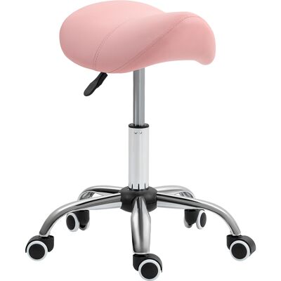 Homcom Taburete con Ruedas Taburete Giratoria con Altura Ajustable Taburete Cosmética Dentista Peluqueria 52x53x49-61 cm Rosa Homcom Taburete con Ruedas Taburete Giratoria con Altura Ajustable Taburete Cosmética Dentista Peluqueria 52x53x49-61 cm Rosa