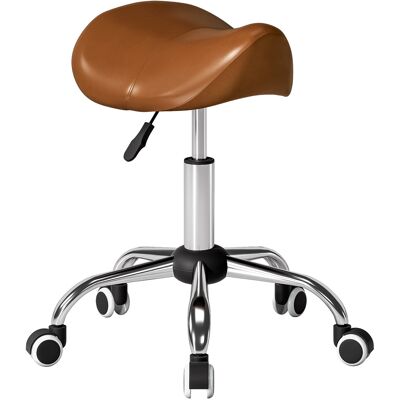 Homcom Taburete con Ruedas Taburete Giratoria con Altura Ajustable Taburete Cosmética Dentista Peluqueria 52x53x49-61cm Marrón Homcom Taburete con Ruedas Taburete Giratoria con Altura Ajustable Taburete Cosmética Dentista Peluqueria 52x53x49-61cm Marrón