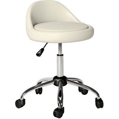 Homcom Taburete con Ruedas Taburete Giratoria con Altura Ajustable Taburete Cosmética Dentista Peluqueria Ø50x63-83 cm Blanco Homcom Taburete con Ruedas Taburete Giratoria con Altura Ajustable Taburete Cosmética Dentista Peluqueria Ø50x63-83 cm Blanco