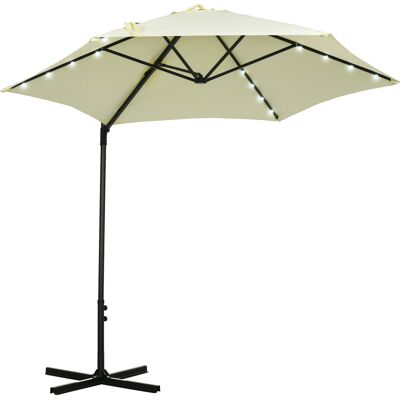 Outsunny Parasol Terraza para Patio con Luces LED Solares 256 cm Poste Giratorio 360° Ventilación Superior Beige Aosom España Outsunny Parasol Terraza para Patio con Luces LED Solares 256 cm Poste Giratorio 360° Ventilación Superior Beige Aosom España