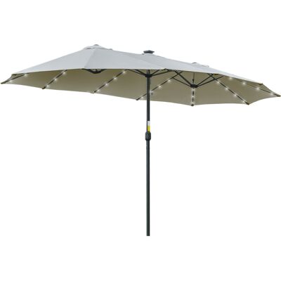 Outsunny Sombrilla Doble con Iluminación LED 450x265x240 cm Manivela y Protección Solar para Exteriores Gris Claro Aosom España Outsunny Sombrilla Doble con Iluminación LED 450x265x240 cm Manivela y Protección Solar para Exteriores Gris Claro Aosom España